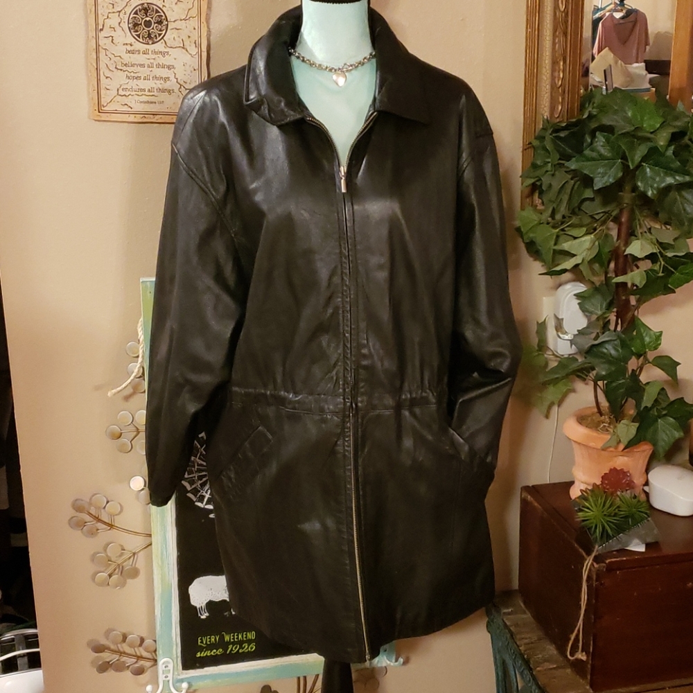 Wilsons Black Leather Jacket Size Large
